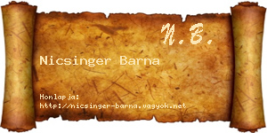 Nicsinger Barna névjegykártya